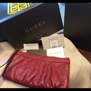 Gucci red guccisima wristlet authentic